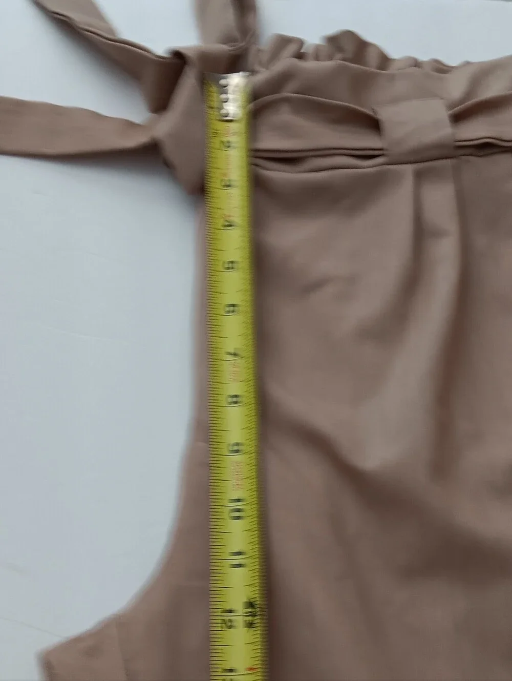 Grace Karin Beige Paperbag High Waist Bow Cuffs Side Zipper Women's Pants Sz L